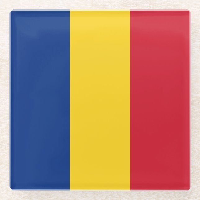 Romania Flag Glass Coaster (Front)