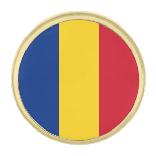 Romania Flag Gold Finish Lapel Pin
