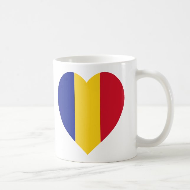 Romania Flag Heart Coffee Mug (Right)