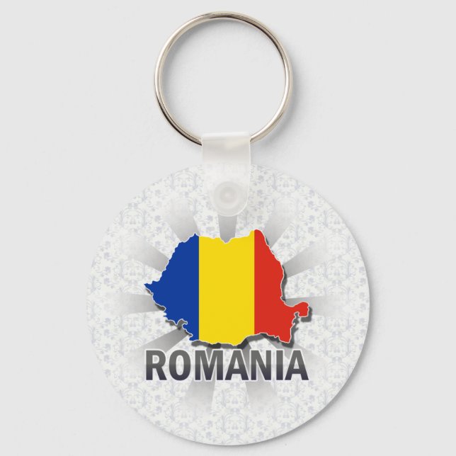 Romania Flag Map 2.0 Keychain (Front)