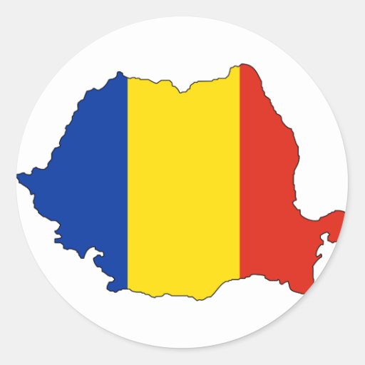 Romania flag map classic round sticker | Zazzle