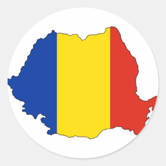 Romania flag map classic round sticker