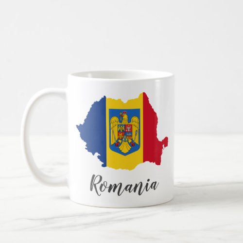 Romania Flag Map Coffee Mug