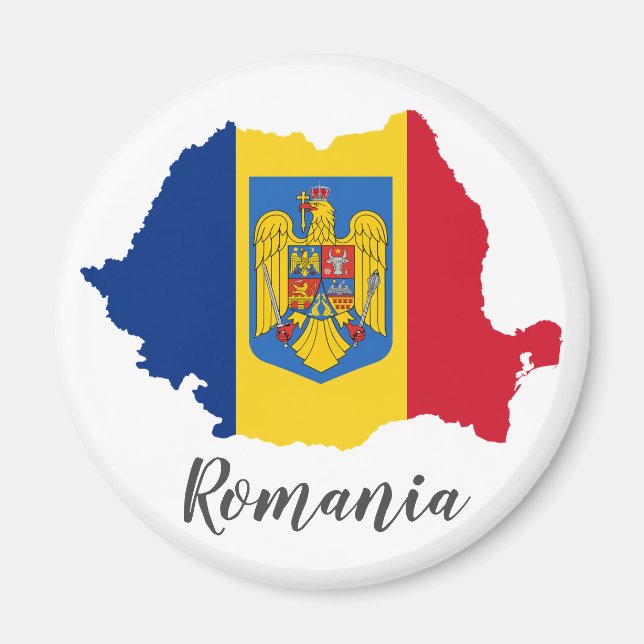 Romania Flag Map Magnet (Front)