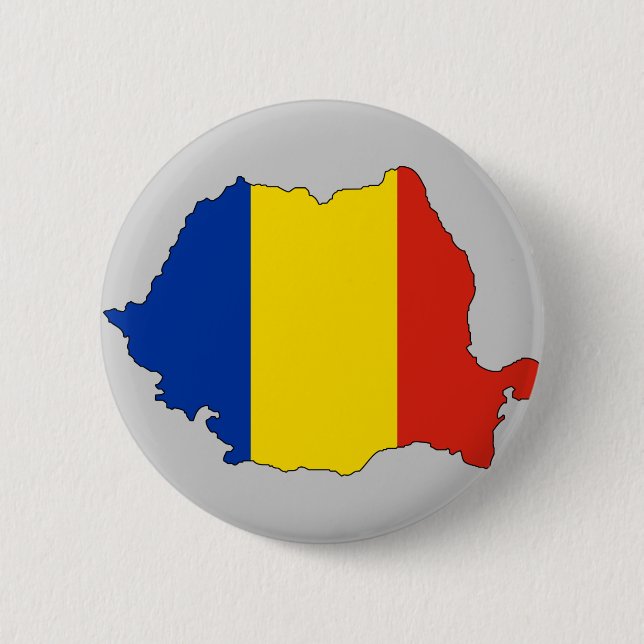 Romania flag map pinback button (Front)