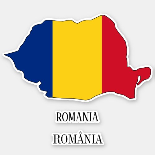 Romania Flag Map Sticker