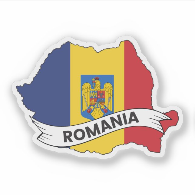 Romania Flag Map Sticker (Front)