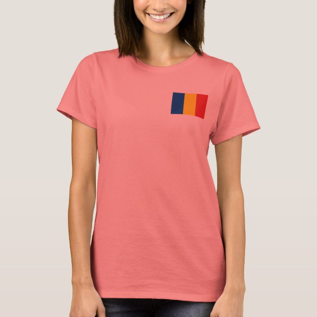 Romania Flag + Map T-Shirt (Front)