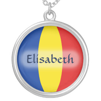 Romania Flag + Name Necklace