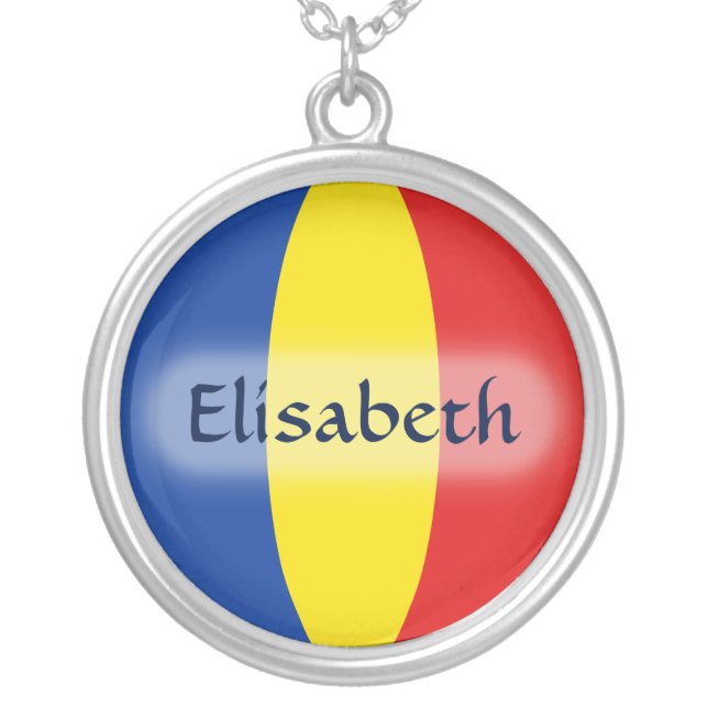 Romania Flag + Name Necklace (Front)