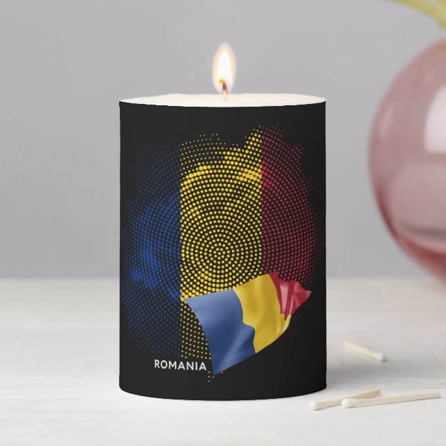 Romania flag pillar candle (In Situ)