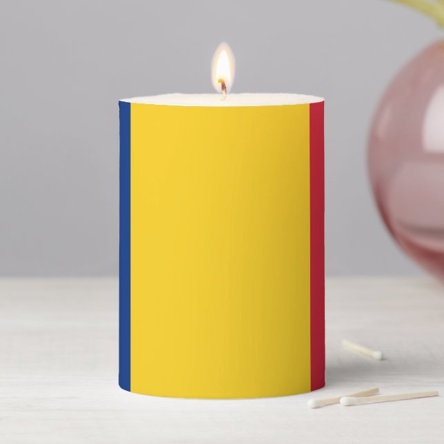 Romania flag pillar candle (In Situ)