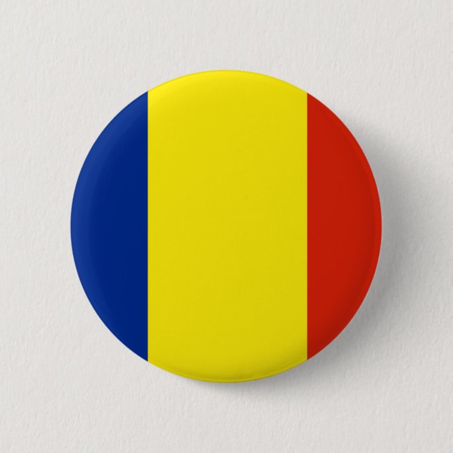 Romania flag pinback button (Front)