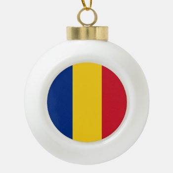 Romania Flag Romanian Patriotic Ceramic Ball Christmas Ornament by YLGraphics at Zazzle