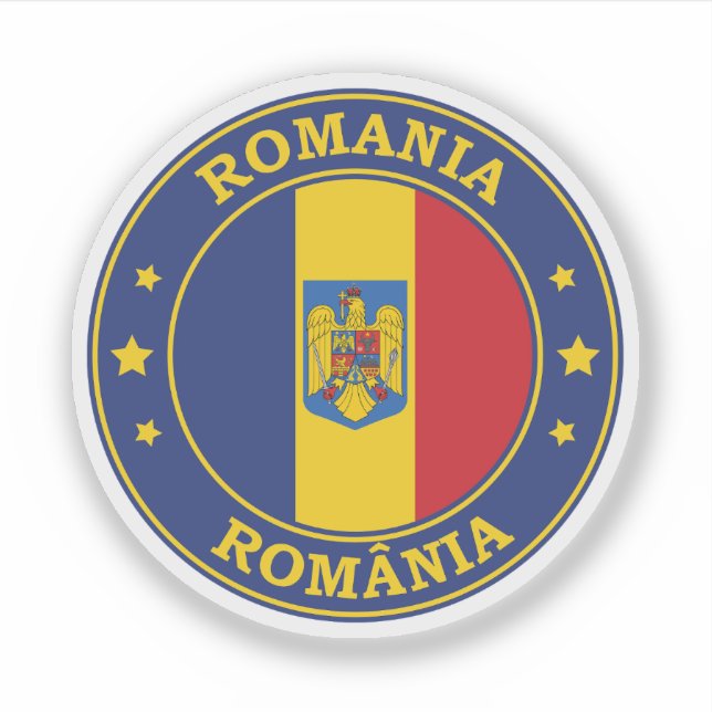 Romania Flag Round Circle Emblem Sticker (Front)
