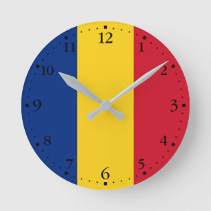 Romania Flag Round Clock