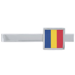 Romania Flag Silver Finish Tie Bar
