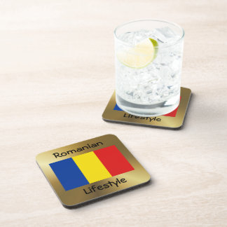 Romania Flag+Text Coaster