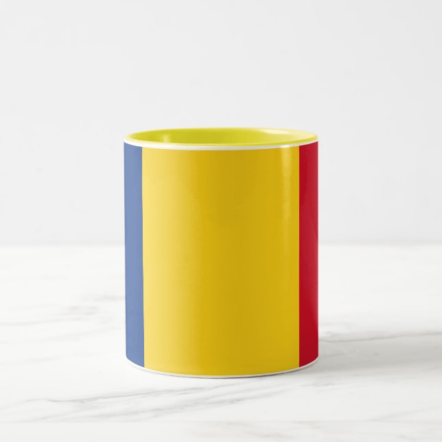 Romania Flag Two-Tone Coffee Mug (Center)