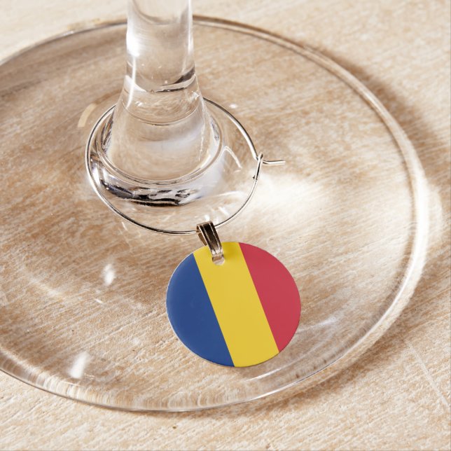Romania flag wine charm (In Situ)