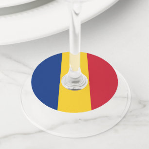Romania flag wine glass tag