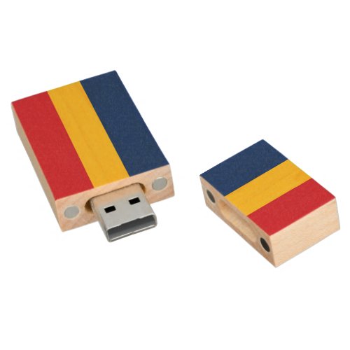 Romania flag wood flash drive