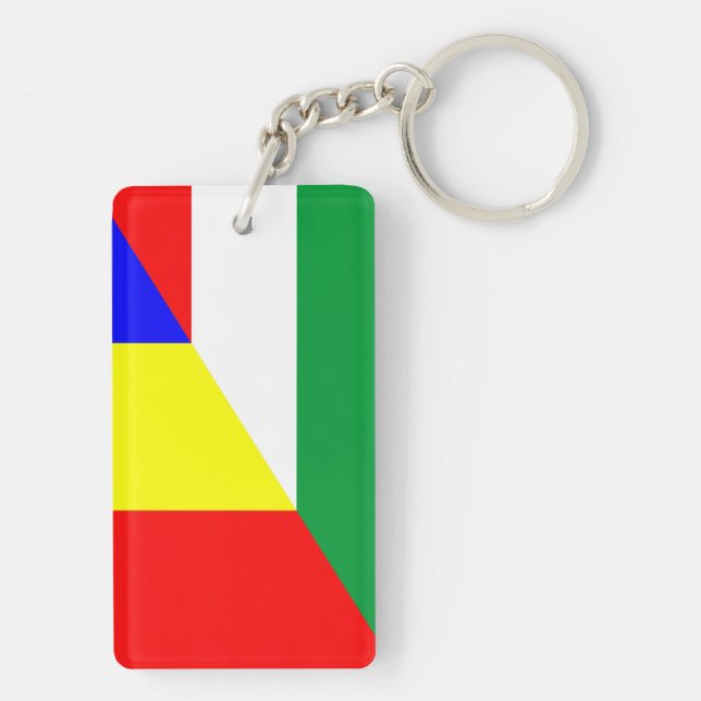 romania hungary flag country half symbol keychain (Back)