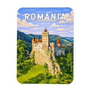 Romania Illustration Travel Art Vintage Magnet