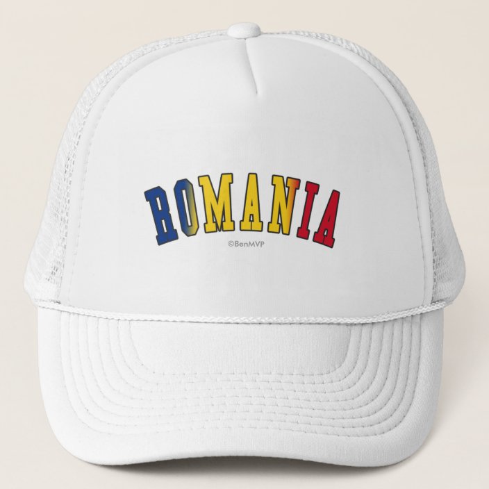 Romania in National Flag Colors Mesh Hat