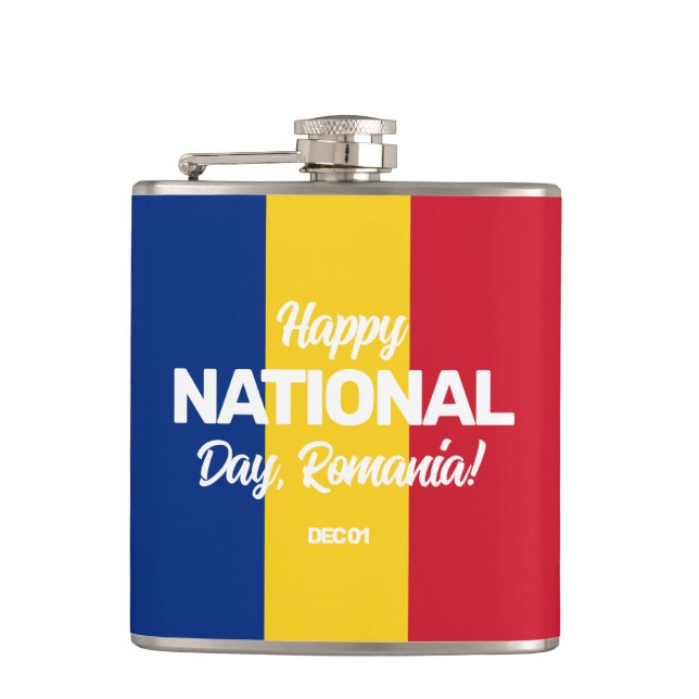 Romania Independence Day Romanian National Flag Flask (Front)