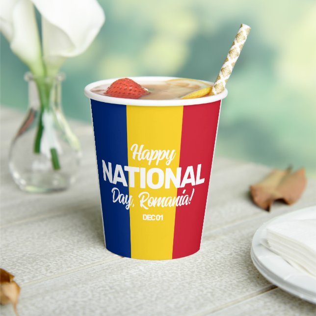 Romania Independence Day Romanian National Flag Paper Cups (Insitu)