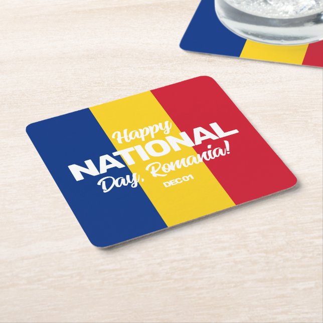Romania Independence Day Romanian National Flag Square Paper Coaster (Angled)