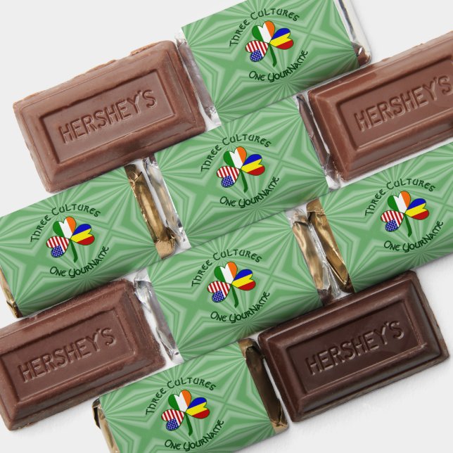 Romania Ireland USA Shamrock Flag Personalized  Hershey's Miniatures (Assorted)