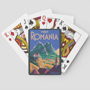 Romania Landscape Illustration Travel Art Vintage Poker Cards