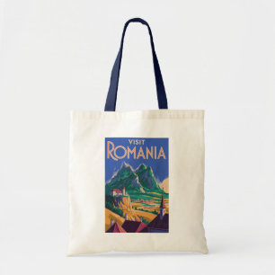 Romania Landscape Illustration Travel Art Vintage Tote Bag