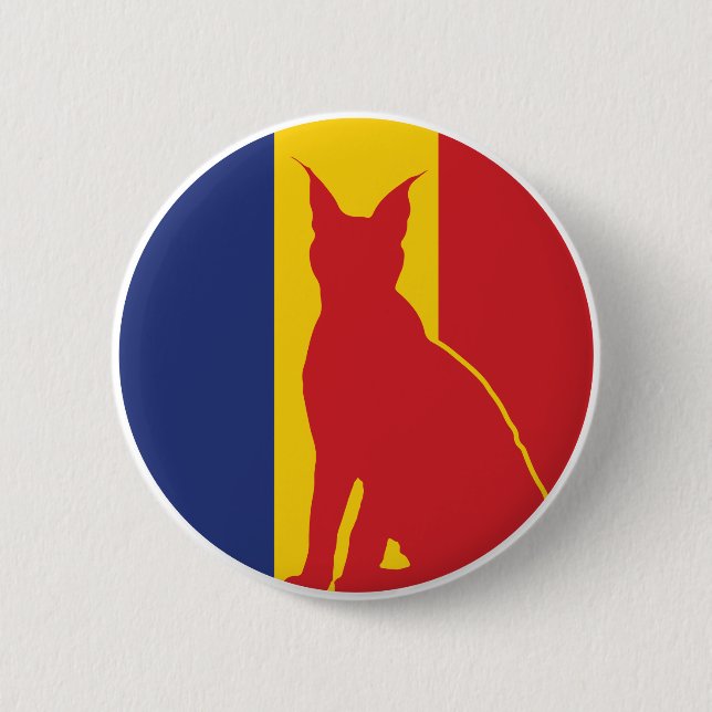 Romania Lynx Romanian National Animal Flag Button (Front)