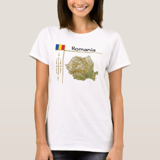 Romania Map + Flag + Title T-Shirt