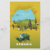 Romania Map Illustrated print poster. (Back)