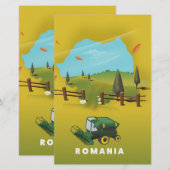 Romania Map Illustrated print poster. (Front/Back)