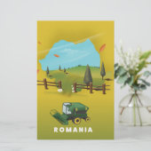 Romania Map Illustrated print poster. (Standing Front)