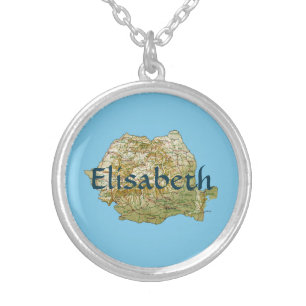 Romania Map + Name Necklace