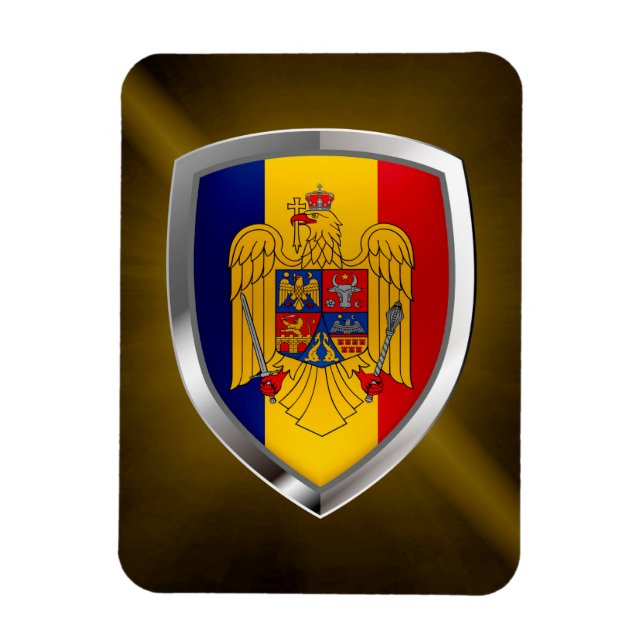 Romania Metallic Emblem Magnet (Vertical)