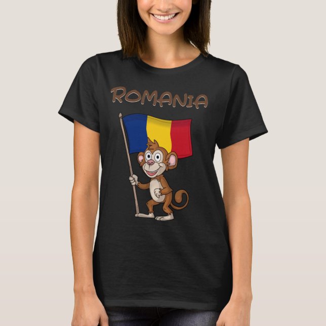 Romania Monkey Romanian Fans T-Shirt (Front)