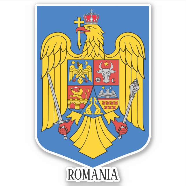 Romania National Coat Of Arms Patriotic Sticker (Front)