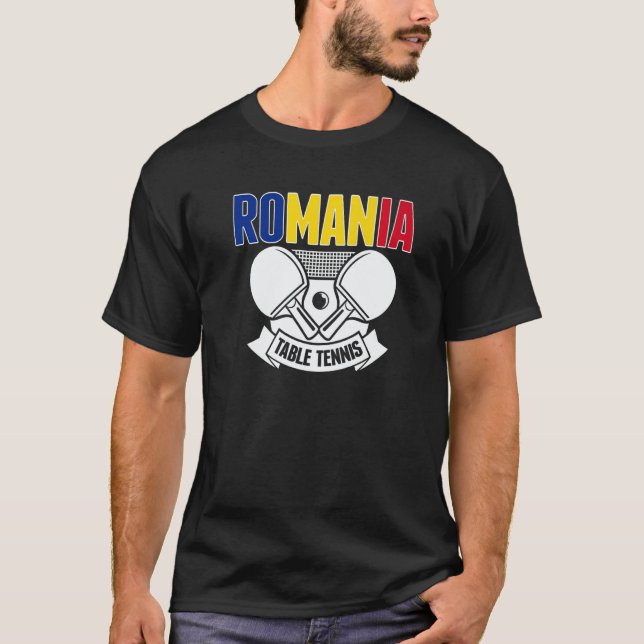 Romania Ping Pong   Romanian Table Tennis Supporte T-Shirt (Front)