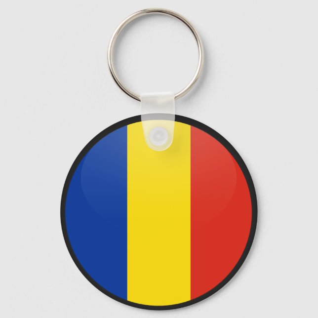 Romania quality Flag Circle Keychain (Front)
