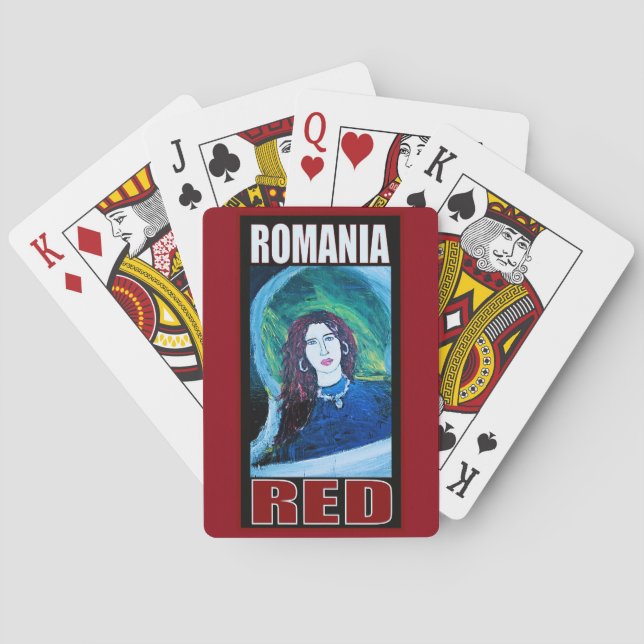 ROMANIA RED PRINT POKER CARDS (Back)