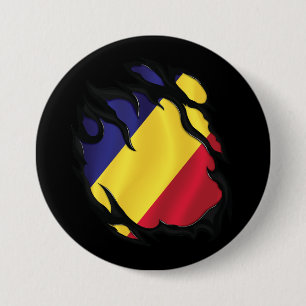 Romania Ripped Flag Button