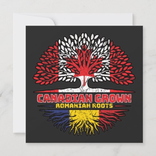 Romania Romanian Canadian Canada Tree Roots Flag Card
