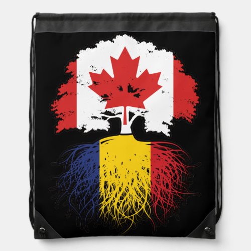 Romania Romanian Canadian Canada Tree Roots Flag Drawstring Bag